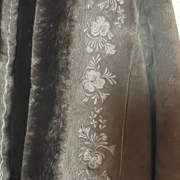 Guess Womens Vintage Brown Suede Floral Embroidered Coat Size S - Picture 6 of 8